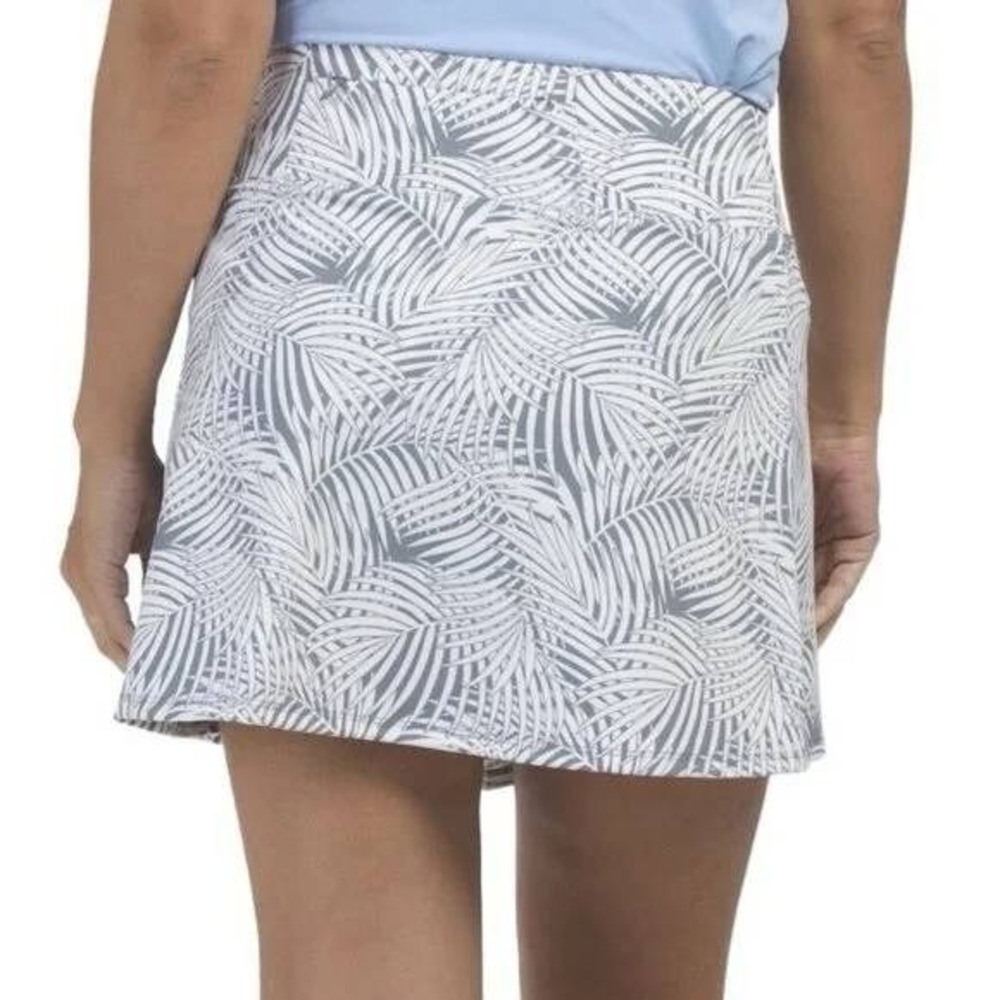 Tommy Bahama Women's Skort Gray/White Floral Pleated Back Zip Pocket Stretch L - Picture 2 of 9
